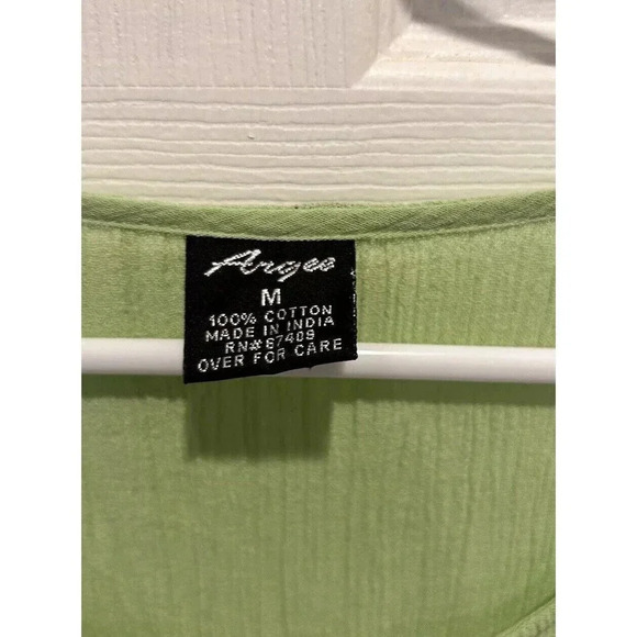 Argee‎ Green Cotton  Dress Gauzy Button Down Sleeveless  Size Medium Vintage - Picture 3 of 5